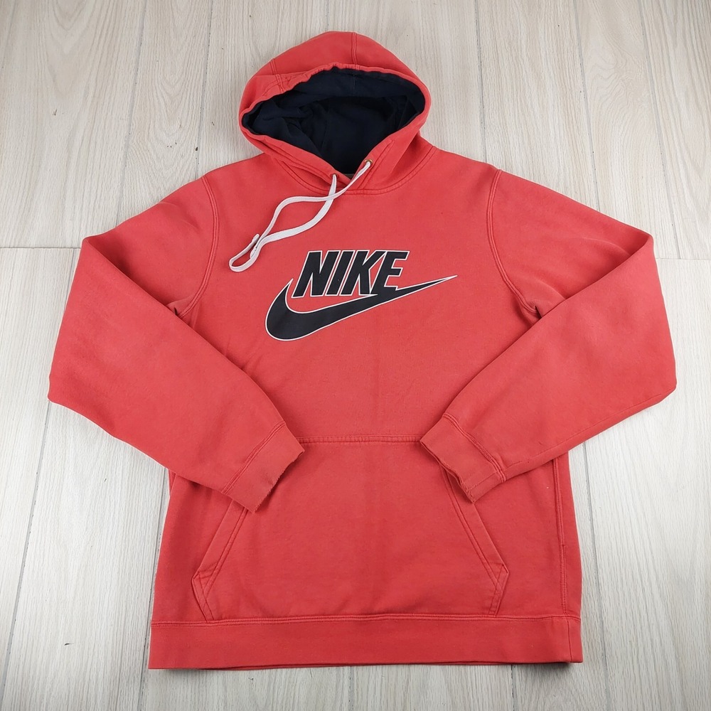 Nike Hoodie Mens‎ Small Red Graphic Logo Pullover Fleece Sweatshirt